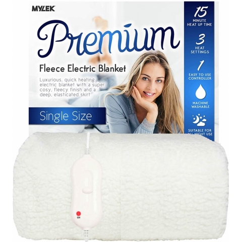 MYLEK Fully Fitted Single Fleece Electric Blanket Thumbnail