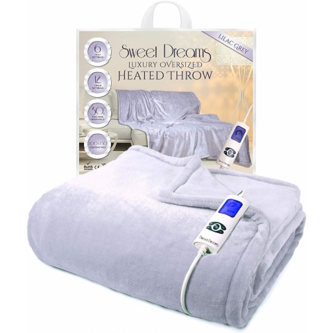 Sweet Dreams Electric Heated Lilac Throw Thumbnail